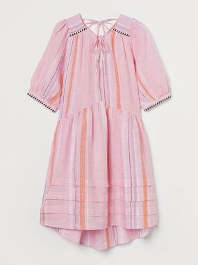 h&m pink striped dress Lemlem x H&M Designer Collaboration Oversized Linen Pink Striped Dress sz XS NWT